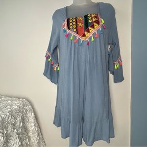 Anandas Collection Mini‎ Dream Catcher Blue Dress Medium